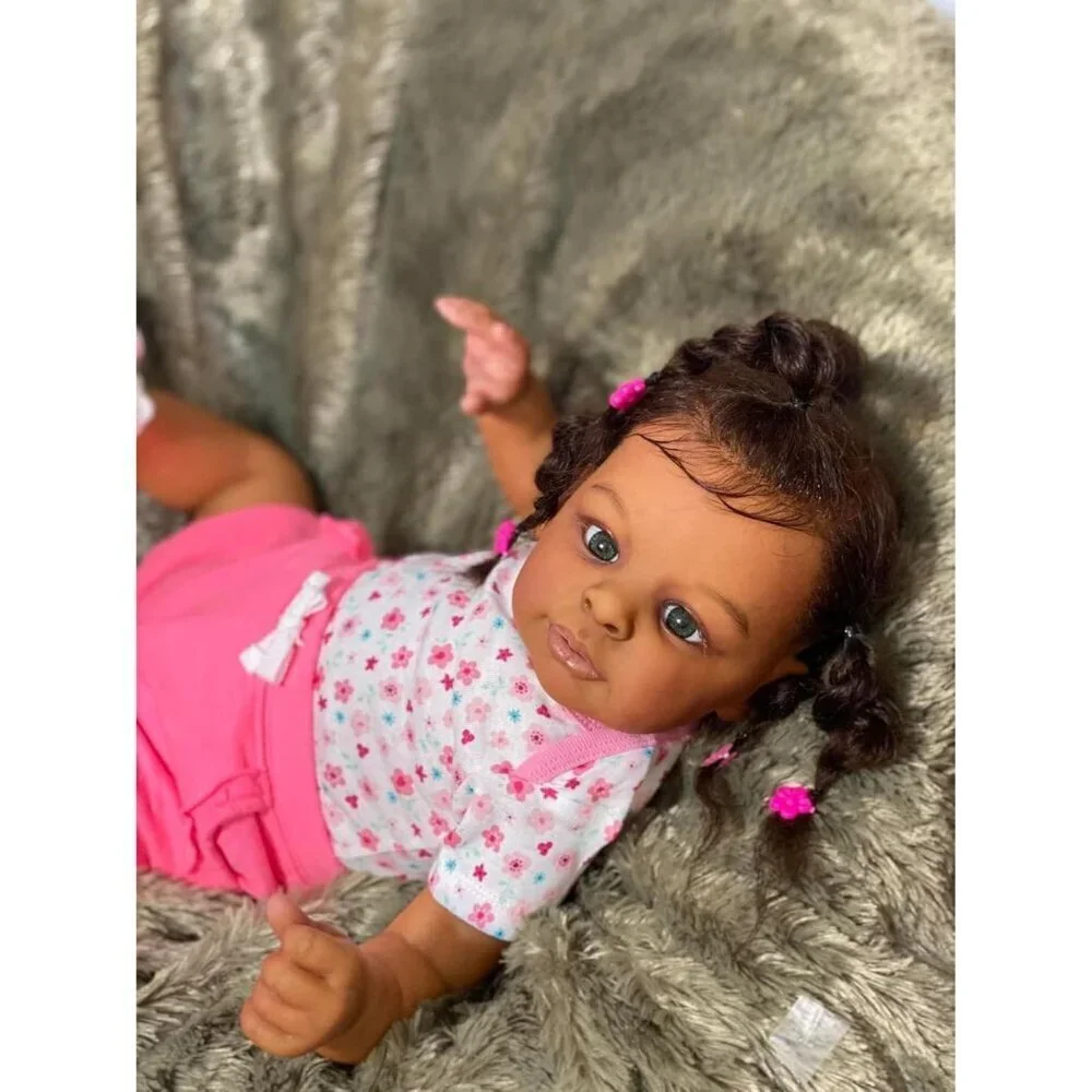 🆕23inch Soft Cloth Body  African American Poseable Limbs Jaylan Reborn Baby
